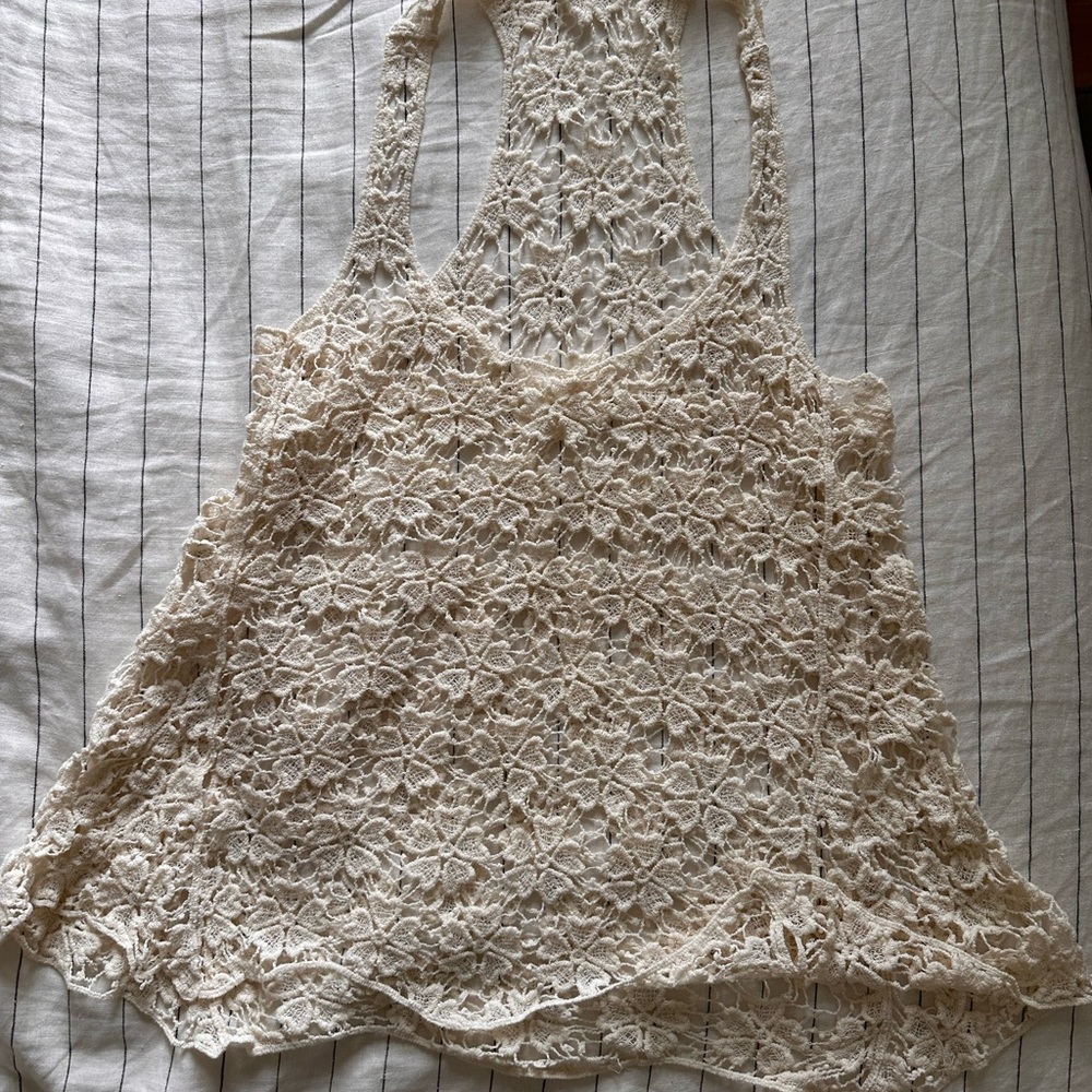 Cream Lace Boho Tops